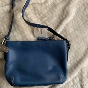 New W Tags Coach Blue Leather Shoulder Bag